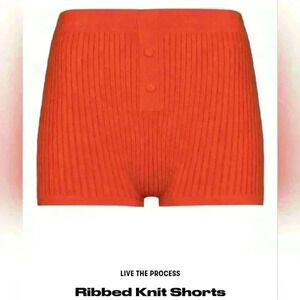 Live The Process Ribbed knit orange shorts women's XS petite